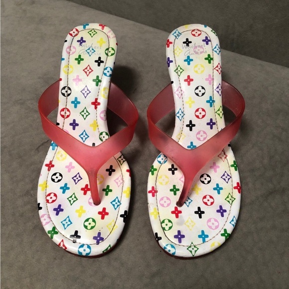 Shoes - Sandal thong kitten heels size 8 rainbow colors